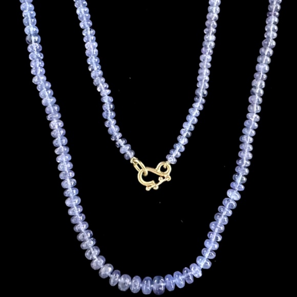 Designer REINSTEIN ROSS 20K - 22K Yellow Gold Smooth Tanzanite Gemstone Necklace - Picture 2 of 12